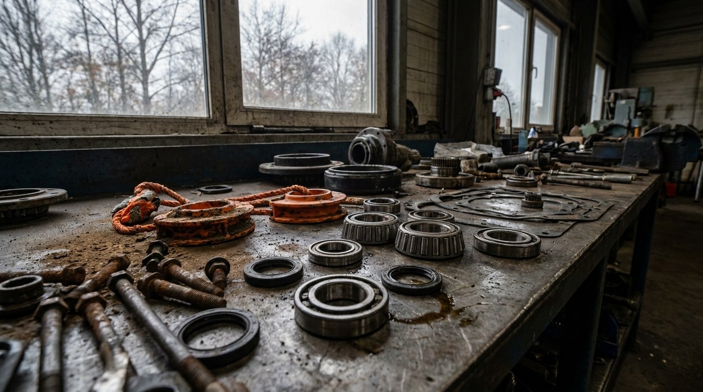 запчасти на верстаке